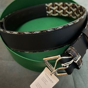 Goyard Mens Fregate Belt 90 31 32 Black Leather Goyardine Canvas Leather 5  Hole